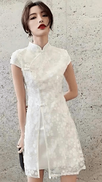 белое китайское кружевное платье 